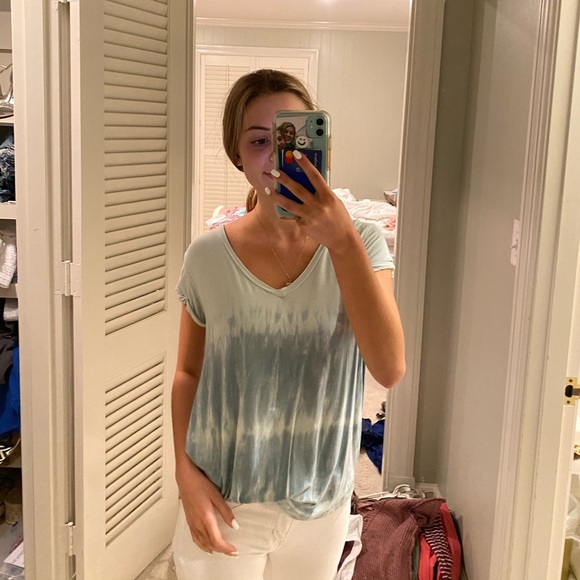 green and blue tie dye soft and sexy top - Picture 2 of 3